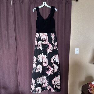 Floral Black and Pink Maxi Dress